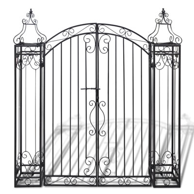 122cm W x 20.5cm D Iron Arbour Gate with Gate in Black