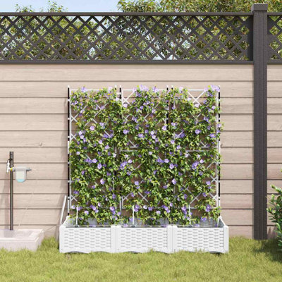 vidaXL Garden Planter 3 pcs White Plastic