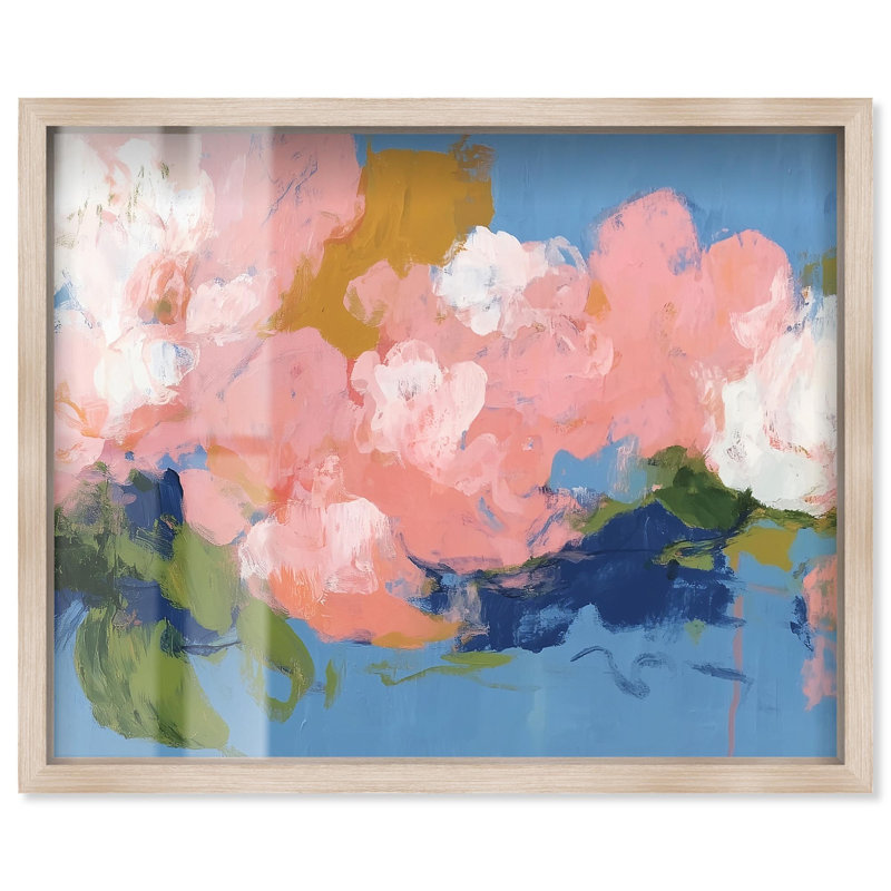Décoration murale «Dusty Blues Shadowbox» par Art Remedy, cadre blond, 20 x 16, H 17 po x l 21 po, Cadre blond