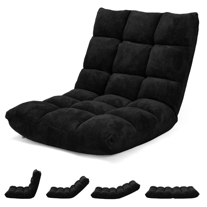 Kelm Iron Padded Folding Chair, Black