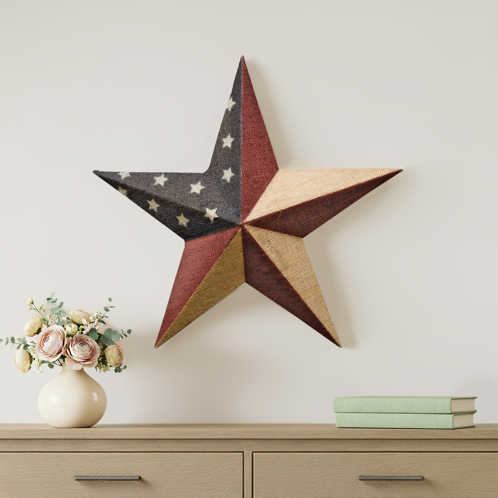 Burlap Americana Star Wall Décor