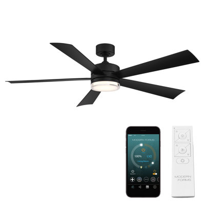 Wynd 5 - Blade Outdoor /Indoor Smart Ceiling Fan with Remote Control and LED Light Kit Included, Works With Alexa and iOS or Android App