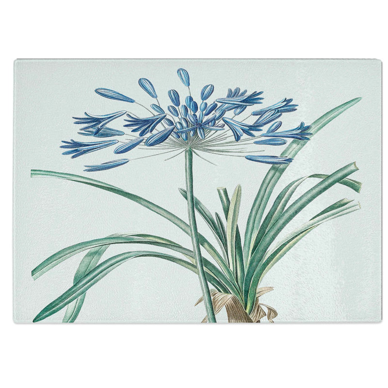 Tempered Glass African Lily Flowers Chopping Board, 39 cm W x 28.5 cm L