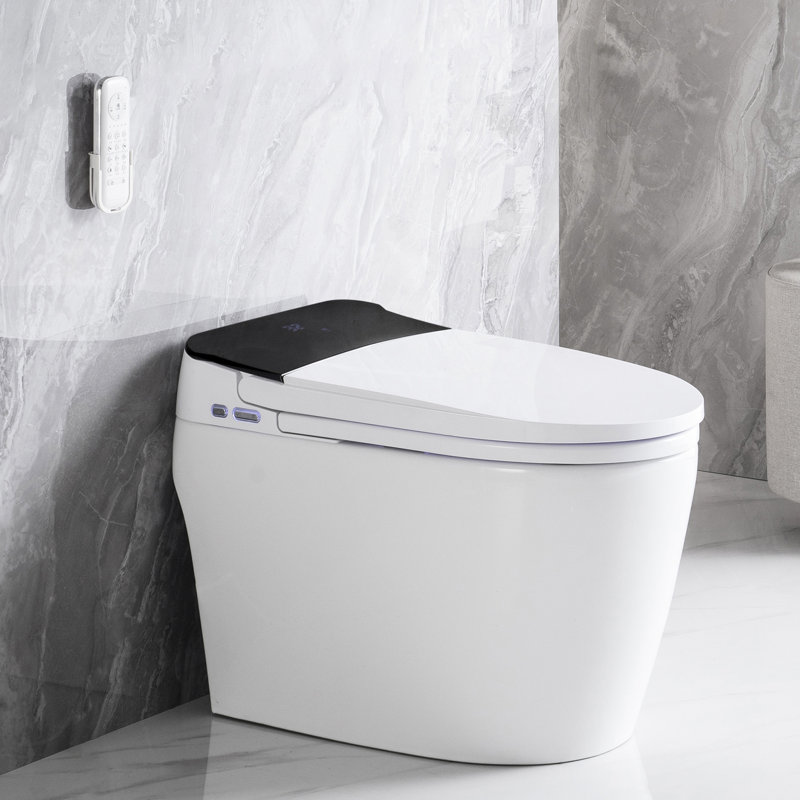 Elongated Smart Toilet With Bidet, Auto Flush Options, Heated Seat - Bathroom Upgrade Feature