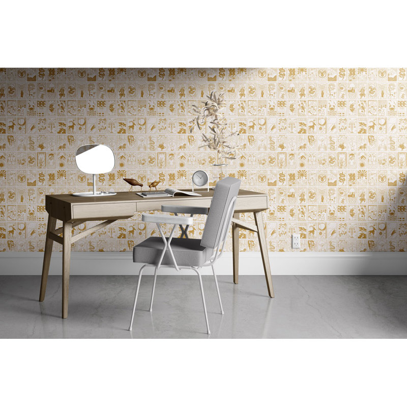 What's Your Sign Wallpaper, White/Gold/Cream/Ivory/Yellow