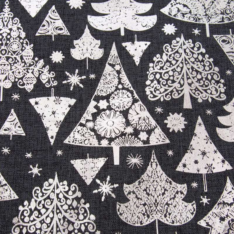  Coussin lombaire Metallic Christmas Trees, Noir