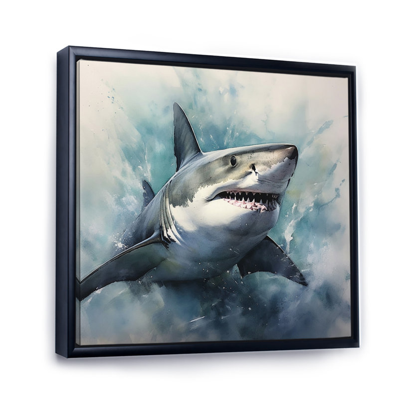 Fierce Shark II - Shark Canvas Prints, Black Floater Framed, 36" H x 36" W x 1.5" D