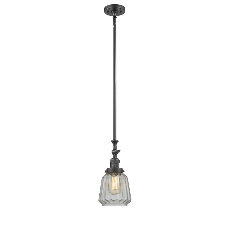 Luminaire à pot simple 1 lumières Vinson, Bronze huilé, Transparent