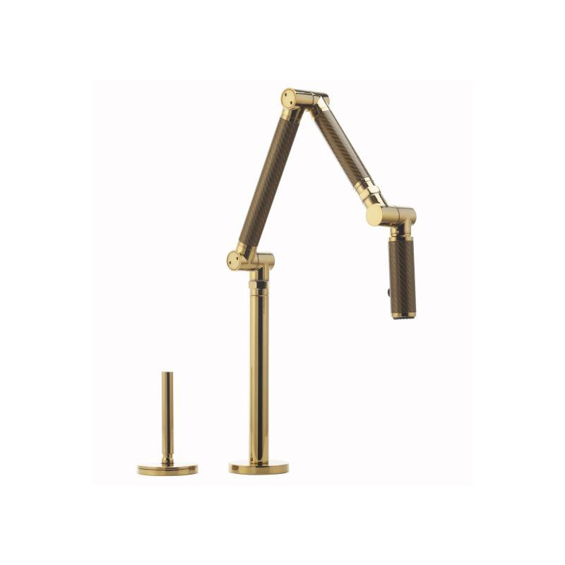Karbon Two-Hole Deck-Mount Pot Filler, Vibrant Moderne Polished Gold with Gold Tube