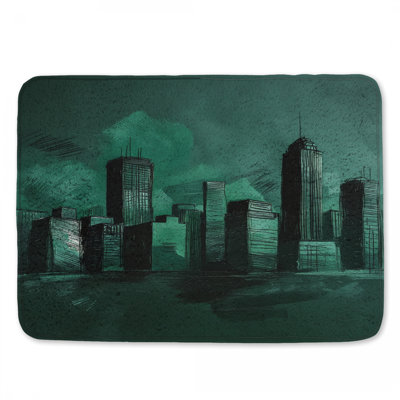 Green City Skyline Bath Mat