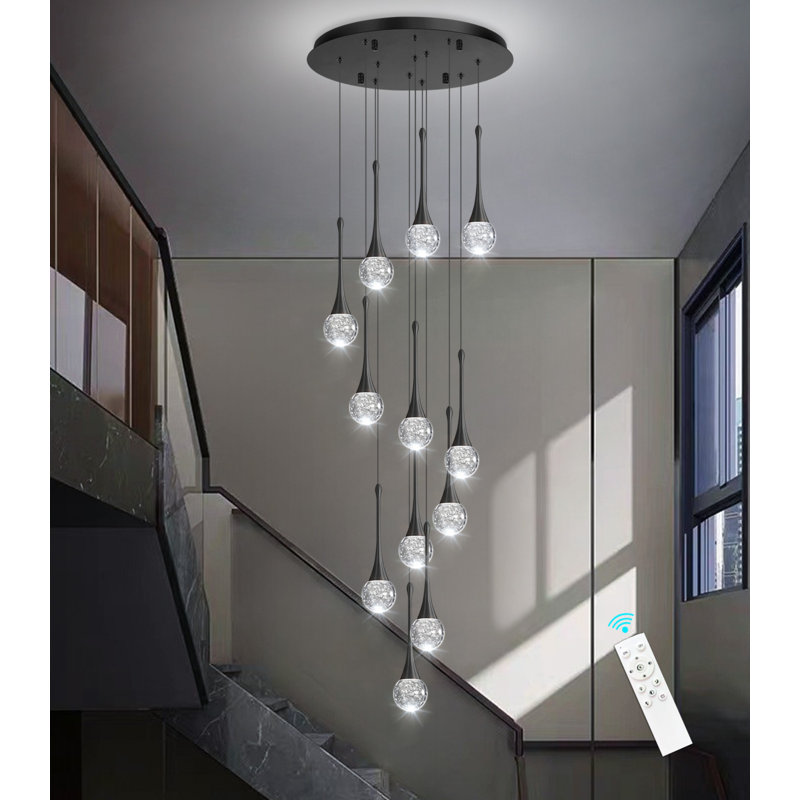 12 Lights Glam Chandelier Led Dimmable Pendant Light, Matte Black