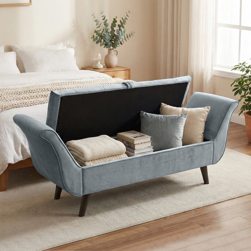 Banc de rangement Villance, Bleu brume