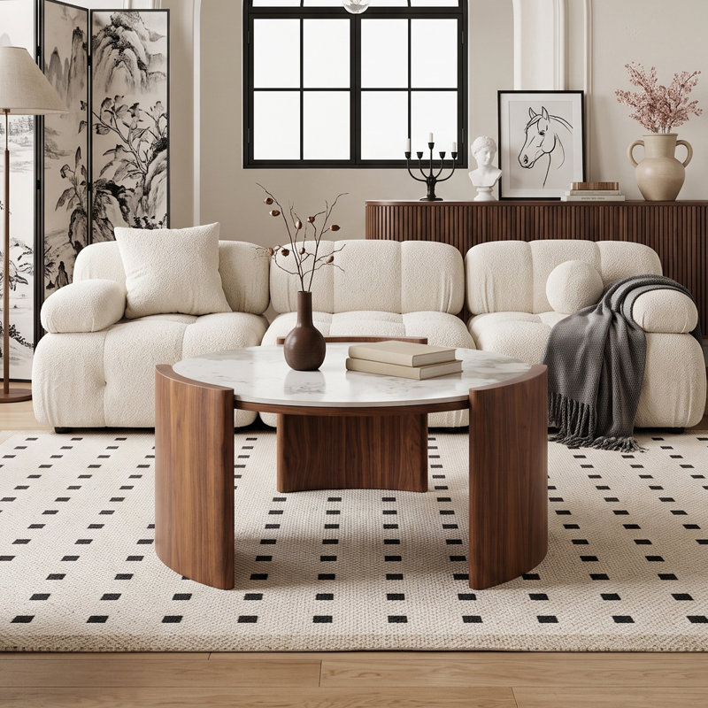Table basse 31,5 po Modern Travertine, Pandora / brun