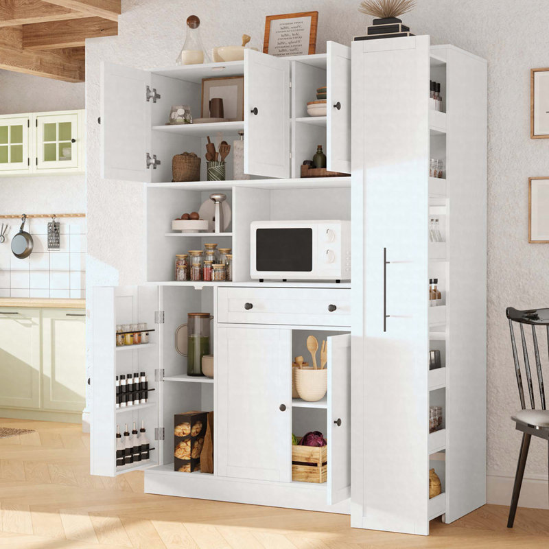 Armoire de cuisine autoportante 52,8 po, Blanc