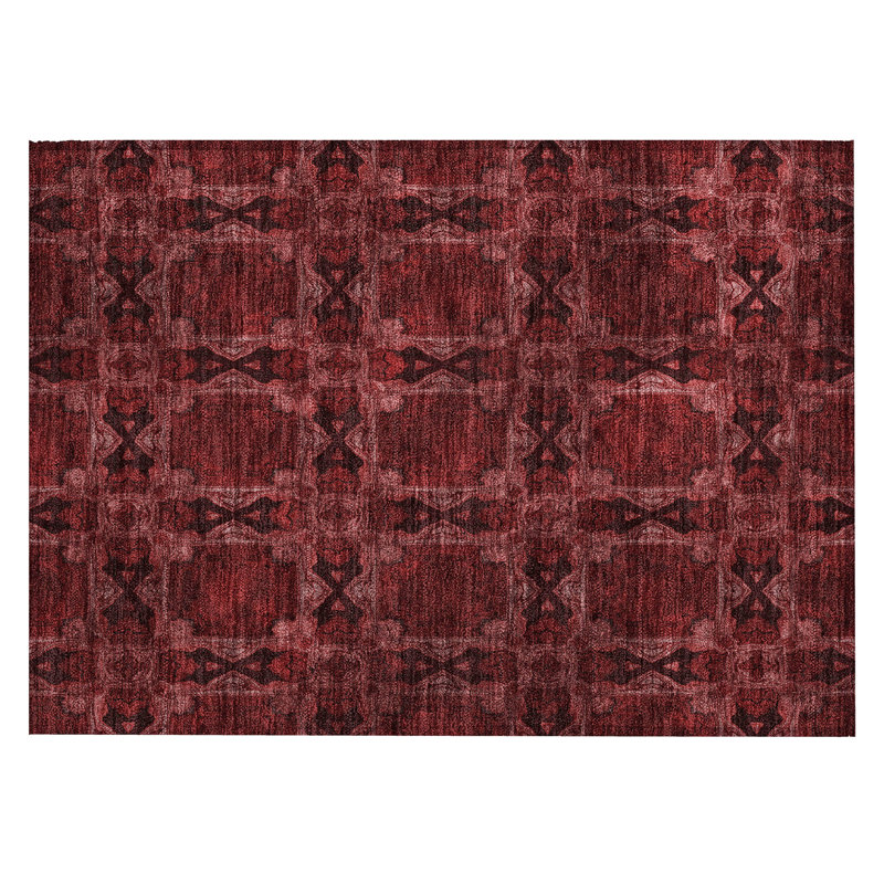 Flatweave Washable Floral Indoor / Outdoor Rug, Rectangle 1'8" x 2'6"