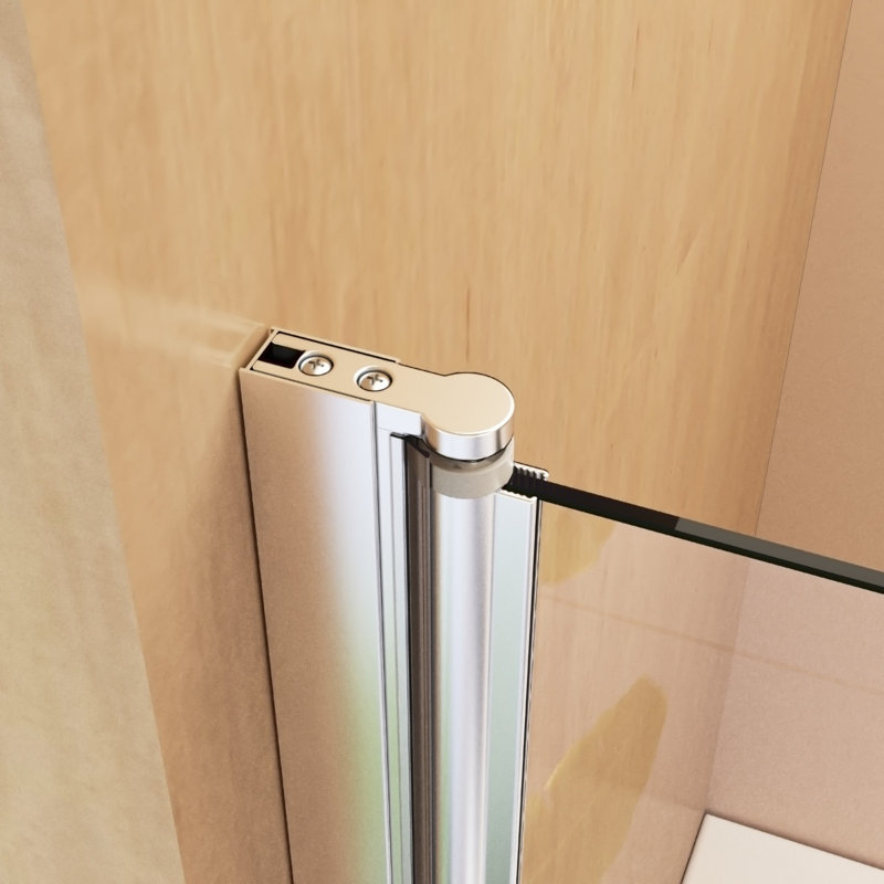 31"W x 55"H Frameless Silver Tempered Glass Bathtub Door