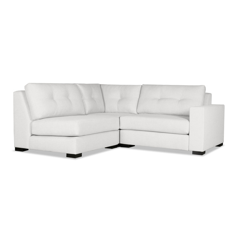 Canapé modulaire Seda, 100 % lin blanc cassé, Orienté vers la droite
