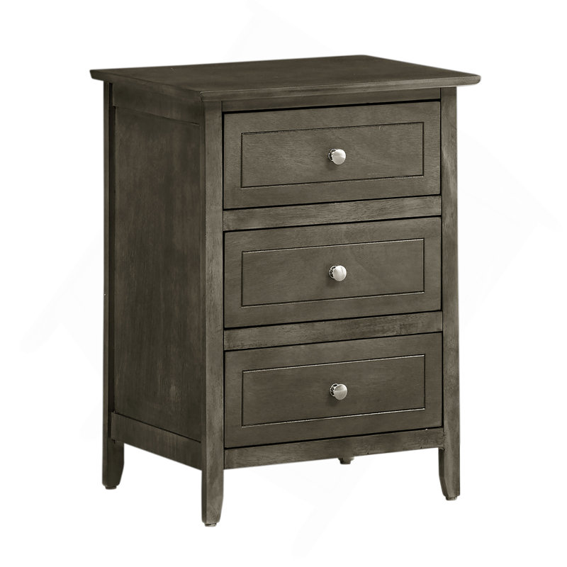 Versatile Transitional Nightstand With Three Drawers, Gray