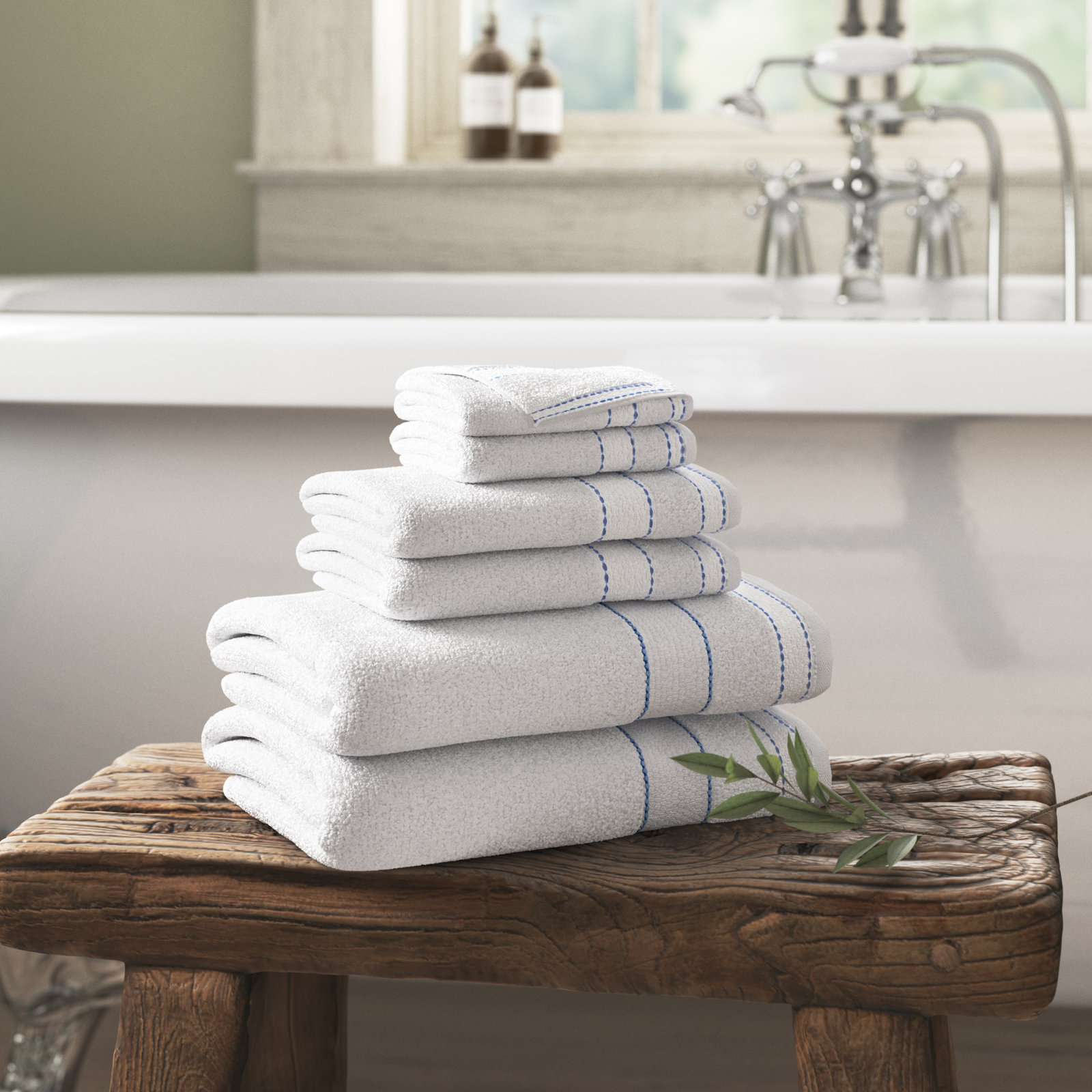 Kahmel 6 Piece Turkish Cotton Towel Set, White