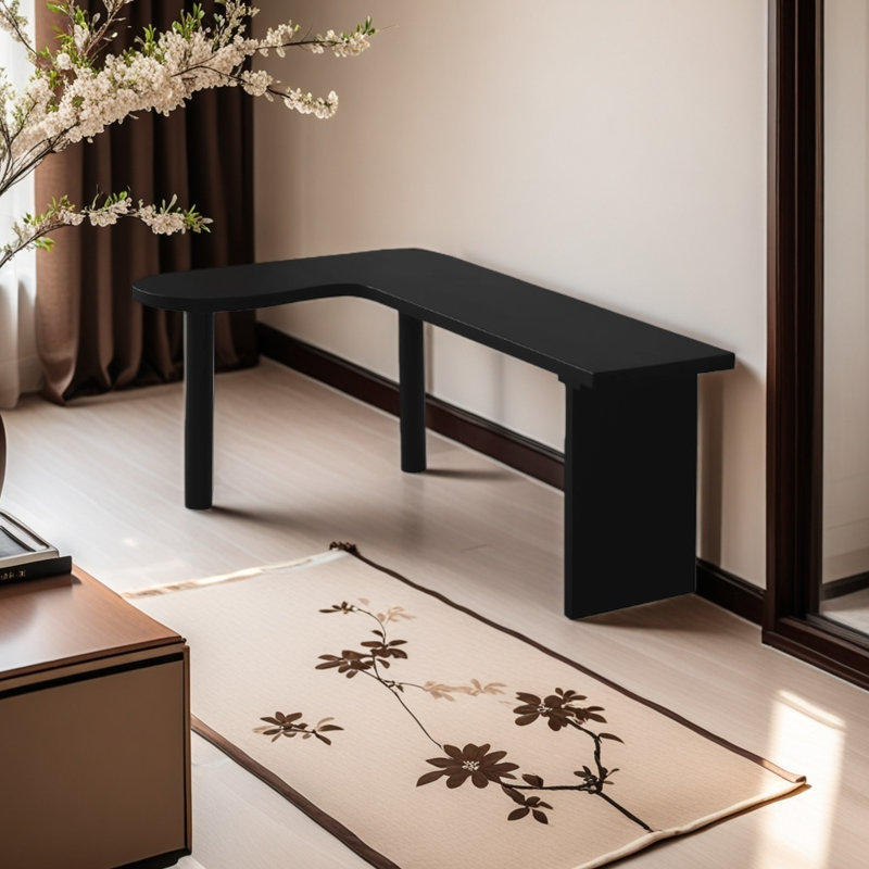 Black L-shaped pine creative desk