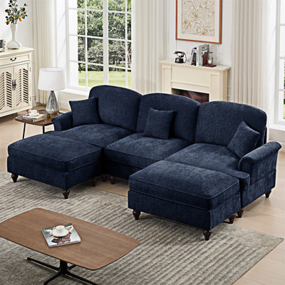 Modular Sectional Sofa With Movable Ottomans And Removable Ruffles Pleats Skirts