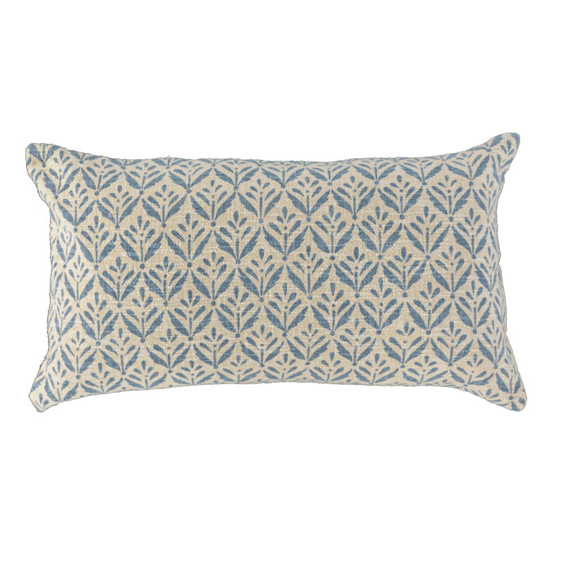 Cotton Lumbar Pillow, Polyester, Light Blue