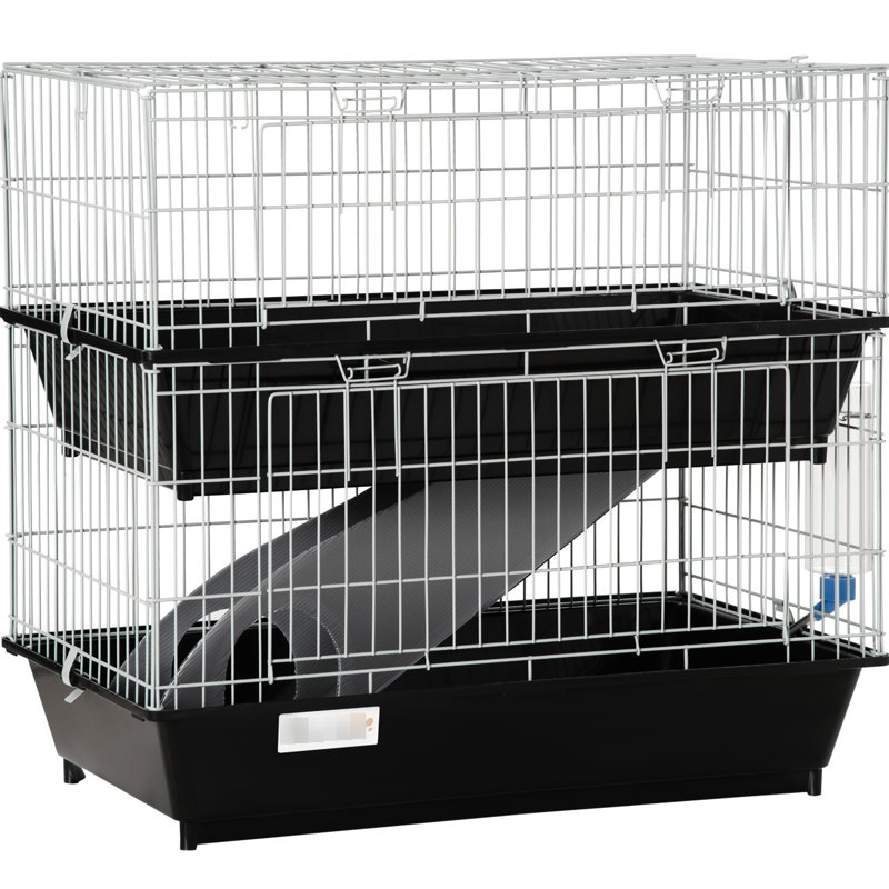 Cage noire 2 pour plusieurs petites espèces d'animaux de compagnie - enclos pratique en métal, couleur principale