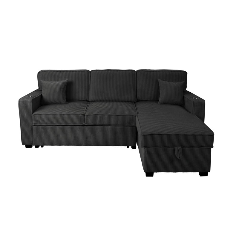Canapé modulaire Palomino, Velours côtelé noir