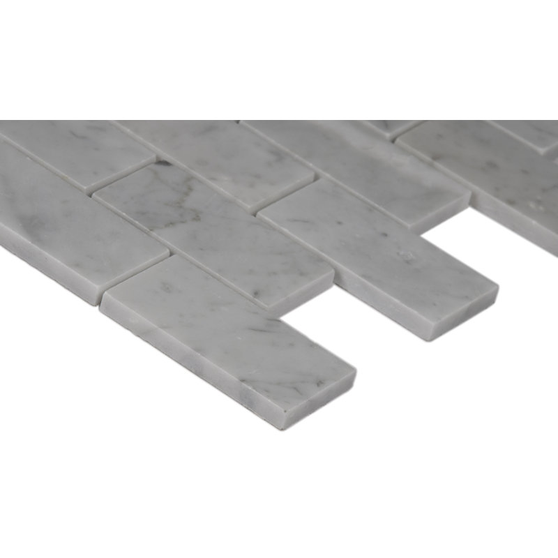 Carrara White x 12 in. x 12 in. Polished Marble Mosaic Floor and Wall Tile