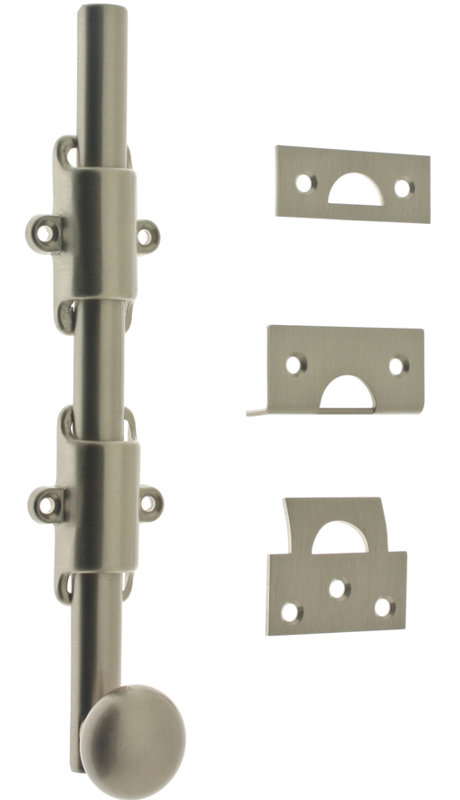 Solid Brass Heavy Duty Surface Bolt, Satin Nickel