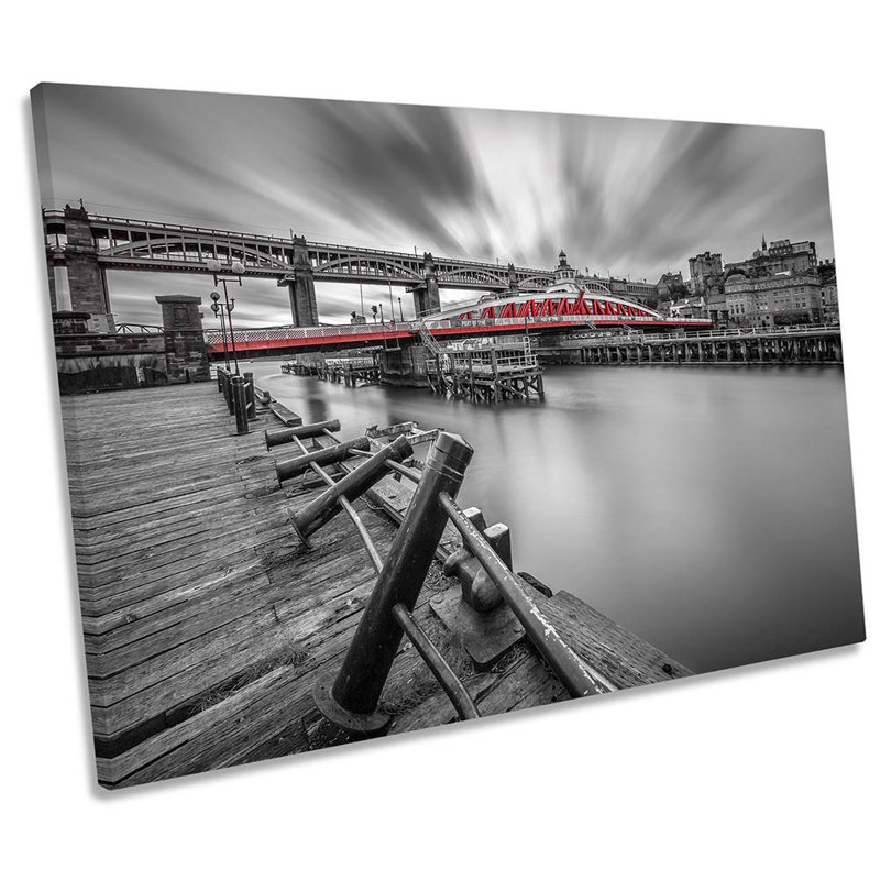 Newcastle Swing Bridge Framed - Wrapped Canvas Print, 30.5cm H x 45.7cm W x 2cm D