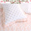 Ensemble de courtepointe réversible 100% coton pêche / blanc / or -139385319