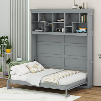 Queen Size Murphy Bed With Top Shelves & USB