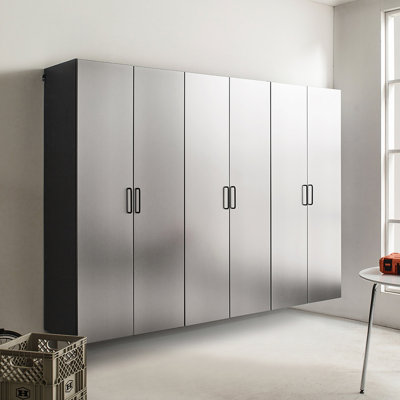 96 In. W X 79 H, Garage Cabinet D  3 , Contemporary, Metallic Grey Style, Hardware, Water And Heat Resistance, 2X Edge Banding, E0-Grade Material, Shelf Arrangement, Double Bracket  3  - Width,
