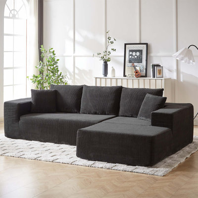 Canapé modulaire rembourré en chenille moderne avec 6 coussins, aucun assemblage requis