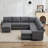 Lyles 107.3" Sectional Sofa With Armrest Black Legs And Moveable Ottoman Seater For 9-109867534
