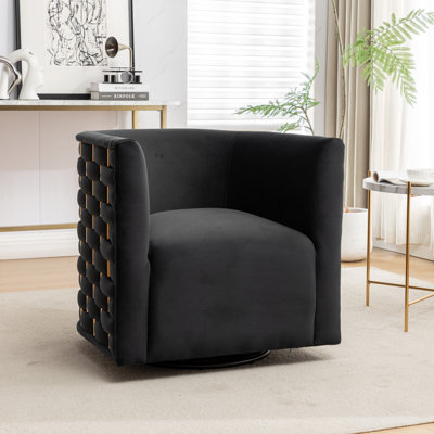 Occie Velvet Swivel Barrel Chair
