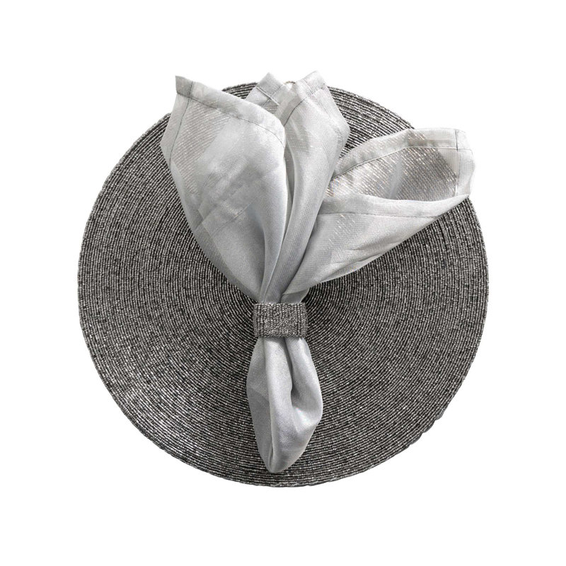 Glass Bead Placemat in Smoke, Set of 4, Smoke Gray