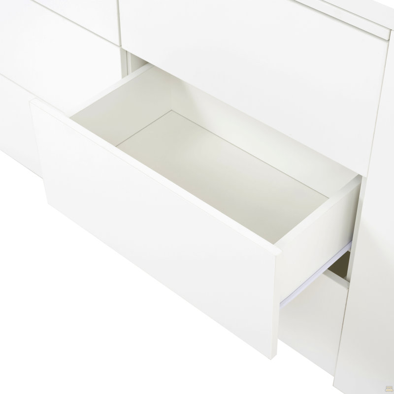 Six tiroirs, bureau amovible, trois compartiments de rangement