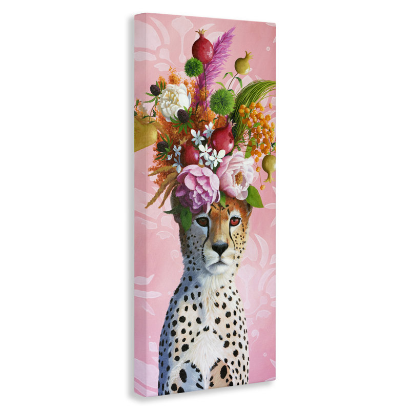 Toile Seret Cheetah & Florals, design par Heather Gauthier, H 24 po x l 10 po