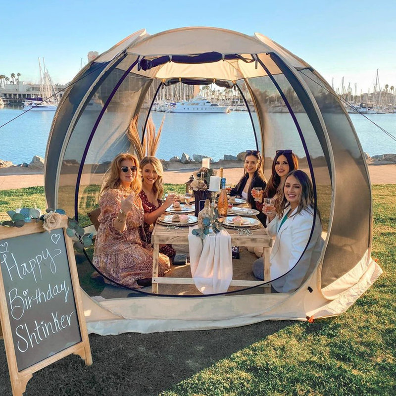 Fiberglass Patio Gazebo Pop Up with Screen Room Tents, 10' W x 10' L x 7' H