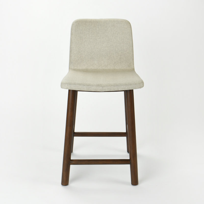 Jhoselyne Upholstered Linen Counter Stool with Solid Wood Frame