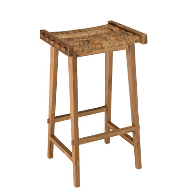 Chabeli Acacia Teak Solid Wood Bar Stool with Solid Wood Frame