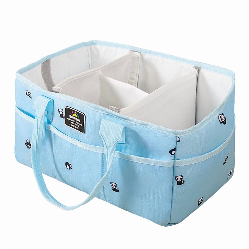 Portable Diaper Caddy Organizer with Removable Dividers, Large Capacity Baby Nursery Storage, Sky Blue