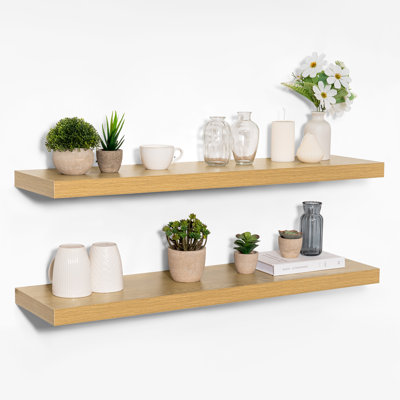 2-Piece Floating Wall Shelves, 9.3" Deep, Wall-Mounted Design
