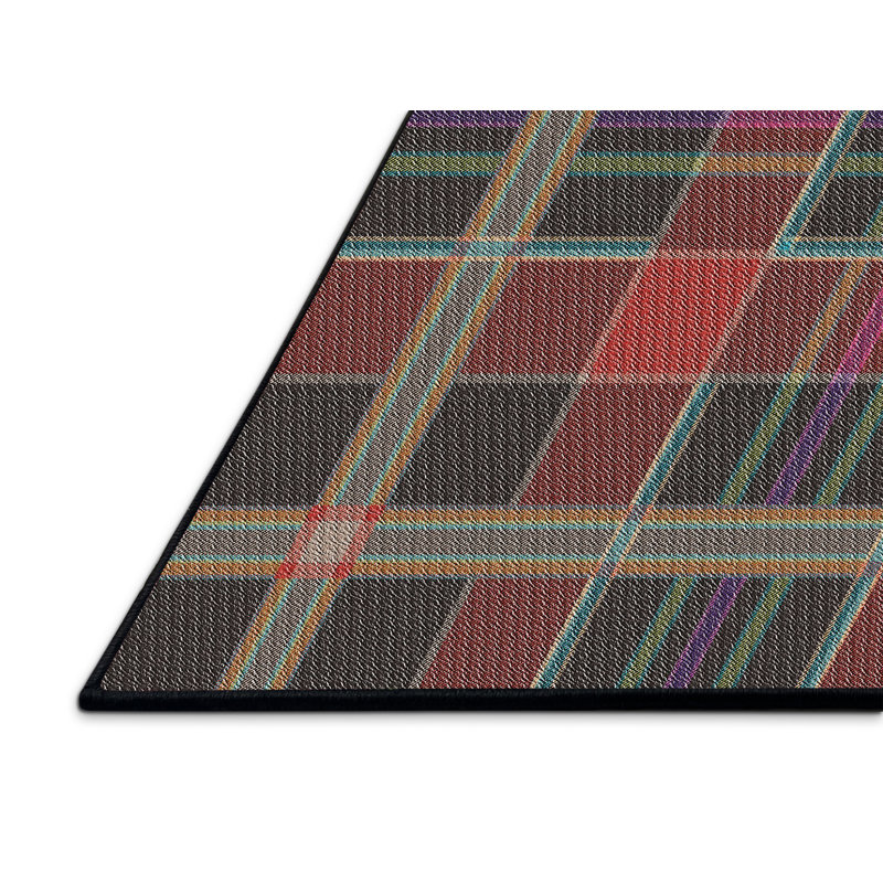 Tapis décoratif à carreaux orange Risner, Rectangle 7 pi x 9 pi