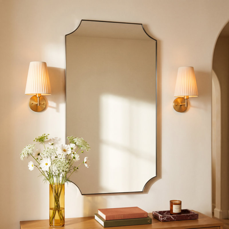 Letellier Metal Wall Mirror, 40.25” H x 22.25” W, Brass