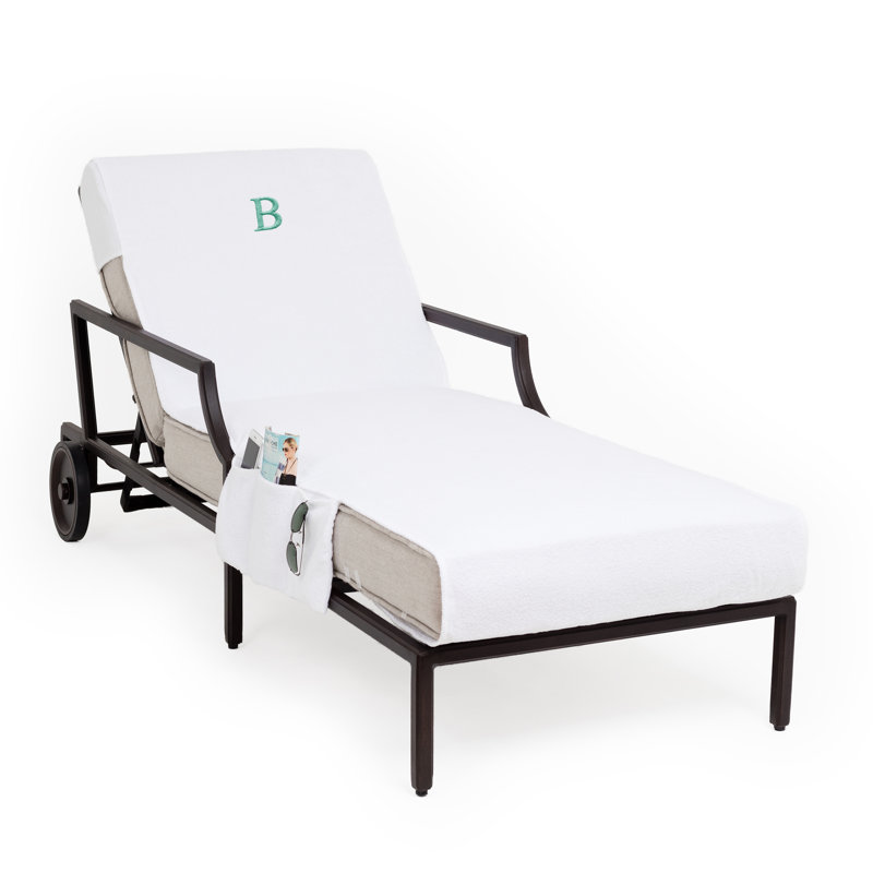 Chaise Lounge Cover Cotton, White\Aqua, N