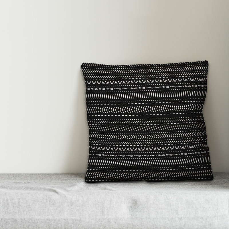 Chevron Throw Pillow, 20" x 20", Black Geometric 2