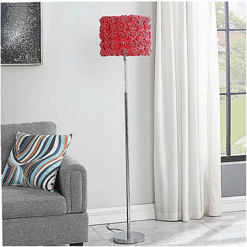 63-inch Red Rose Acrylic/Metal Floor Lamp, Red